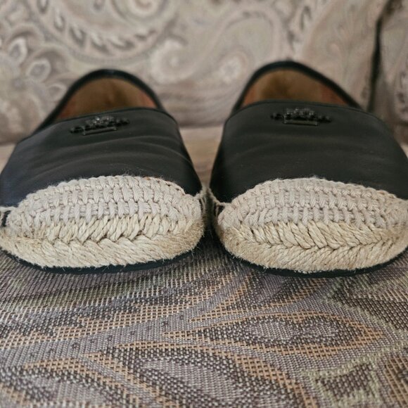 COACH Rhodelle Black Leather Espadrille Flat Loafer Shoes Black Sz  8.5B - Picture 7 of 11